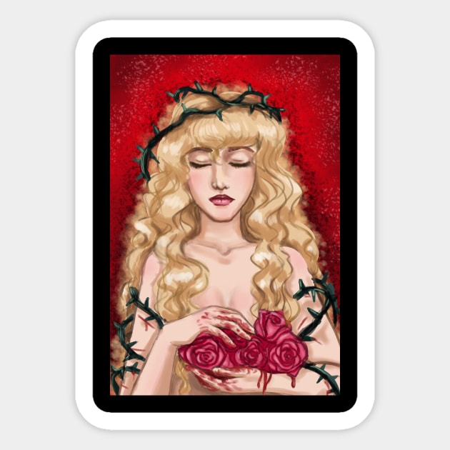 Blonde girl with roses and thorns Sticker by CintiaSand